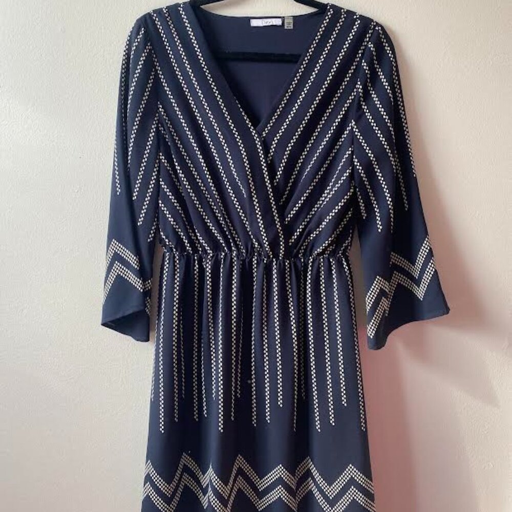 Blue and white longsleeve dress